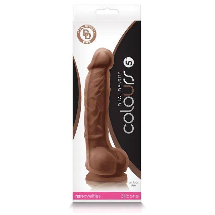 NS Novelties Colours Dual Density 7 Inch Silicone Dildo with Balls Milk Chocolate Dildos