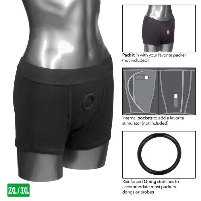 Packer Gear Black Boxer Brief Harness California Exotics Female Sex Toys