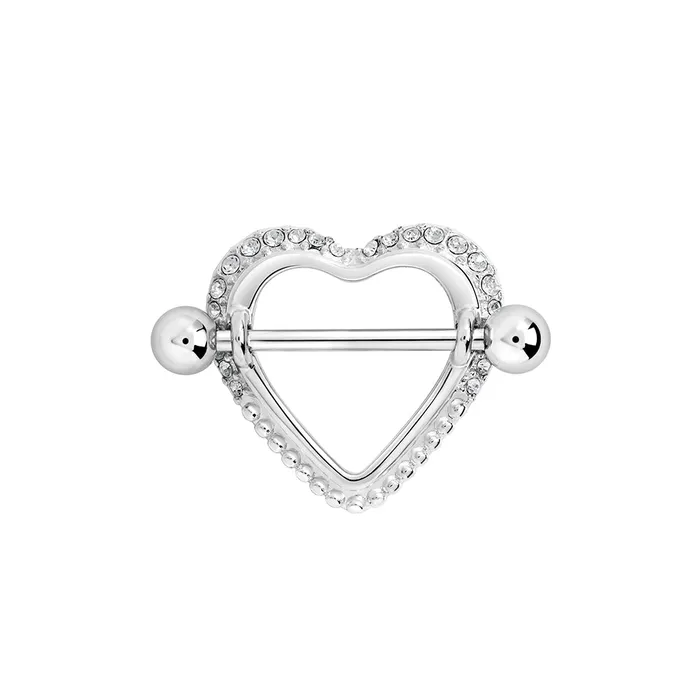 Painful Pleasures 14g 34 Crystal Heart Nipple Ring Shield Price Per 1 Couples