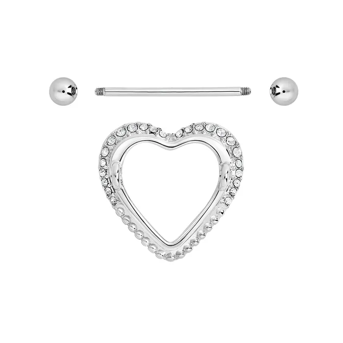 Painful Pleasures 14g 34 Crystal Heart Nipple Ring Shield Price Per 1 Couples