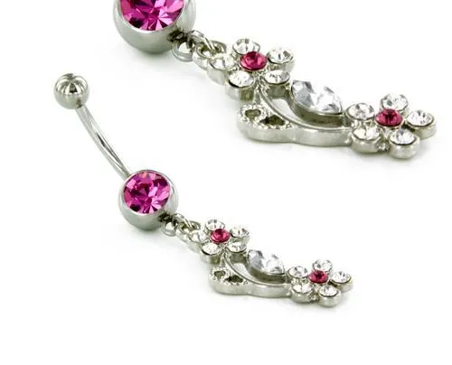 Painful Pleasures 14g 716 Single Gem Navel with CZ Flowers Female Sex Toys Painful Pleasures 14g 716 Single Gem Navel with CZ Flowers Female Sex Toys