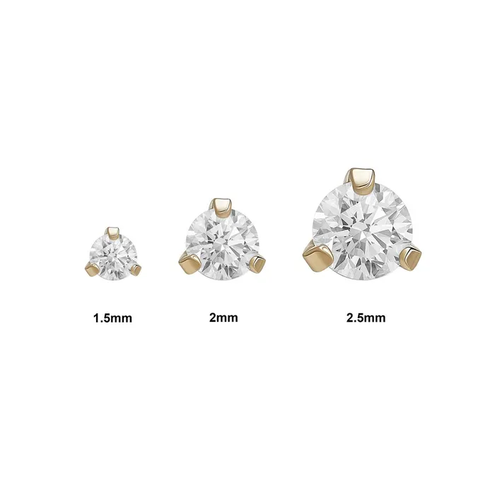 Painful Pleasures 18g 16g or 14g Steel Push Pop Threadless 14kt Yellow Gold ProngSet Crystal Jewel Price Per 1 Anal