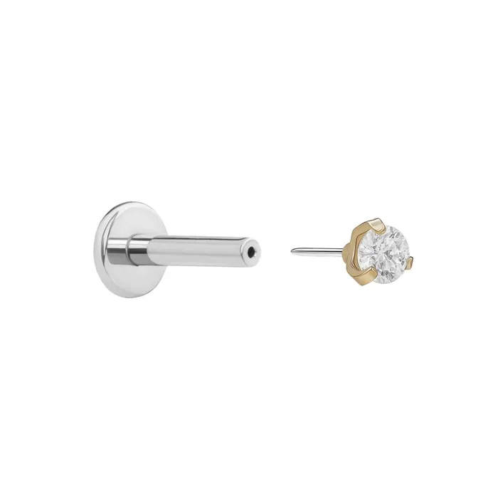 Painful Pleasures 18g 16g or 14g Steel Push Pop Threadless 14kt Yellow Gold ProngSet Crystal Jewel Price Per 1 Anal
