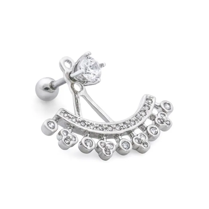Painful Pleasures Anal 16g 14 Crystal Tiara Rhodium Plated Cartilage Earring Painful Pleasures Anal 16g 14 Crystal Tiara Rhodium Plated Cartilage Earring