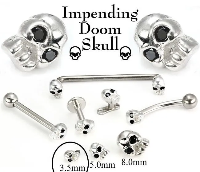 Painful Pleasures Anal 925 Sterling Silver Internally 12mm14g Threaded 35mm SKULL with BLACK Gem Eyes Price Per 1 Painful Pleasures Anal 925 Sterling Silver Internally 12mm14g Threaded 35mm SKULL with BLACK Gem Eyes Price Per 1