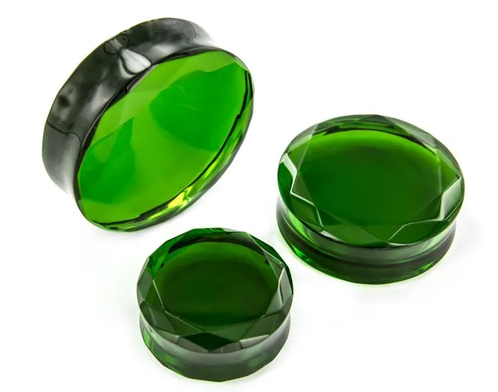 Painful Pleasures Anal Double Faceted GREEN Glass Plug Price Per 1