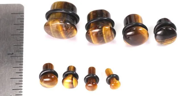 Painful Pleasures Anal Top Hat BROWN TIGER EYE STONE Plug with Black Oring 8g 916 Price Per 1