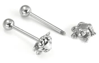 Painful Pleasures Female Sex Toys 14g 58 Steel Casted Frog Straight Barbell