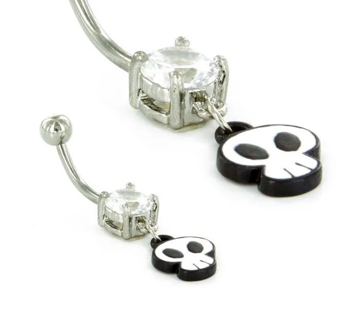 Painful Pleasures Female Sex Toys 14g 716 Prong Set CZ Stone with Cartoon Skull Painful Pleasures Female Sex Toys 14g 716 Prong Set CZ Stone with Cartoon Skull