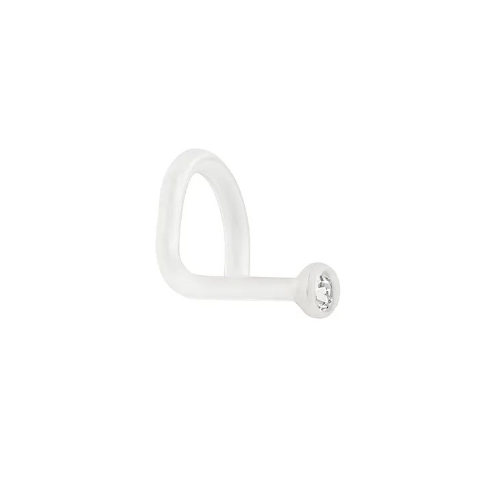 Painful Pleasures Female Sex Toys 18g BioPlastic Bezel Set Gem Nose Screw Body Jewelry