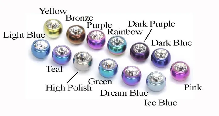 Painful Pleasures Male Sex Toys 14g Externally Threaded Titanium Jeweled Ball 4mm or 5mm Price Per 1