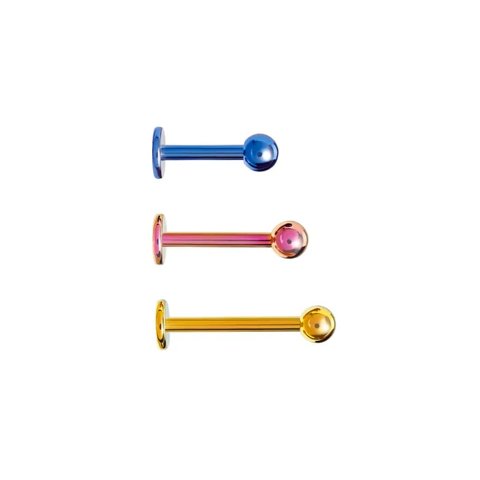 Painful Pleasures Male Sex Toys 16g Externally Threaded Titanium Labret Post w Ball Price Per 1