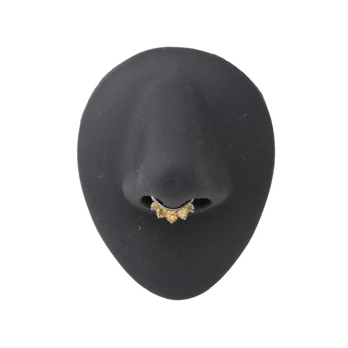 Painful Pleasures Male Sex Toys 16g Steel Septum Clicker with Five Colored Crystals Price Per 1