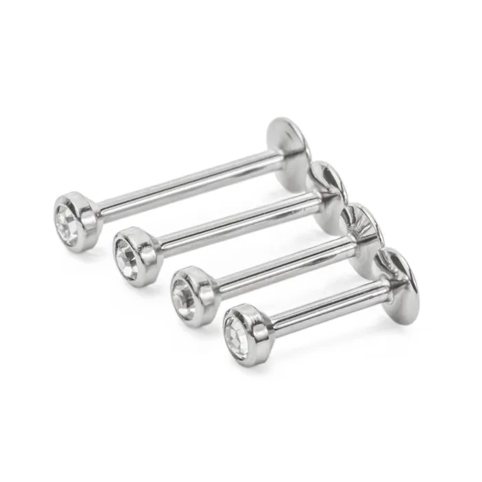Painful Pleasures Male Sex Toys 20g Internally Threaded Labret Post with Crystal Jewel Top Price per 1