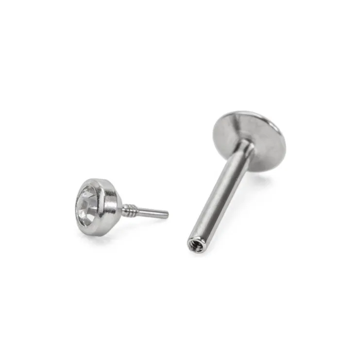 Painful Pleasures Male Sex Toys 20g Internally Threaded Labret Post with Crystal Jewel Top Price per 1
