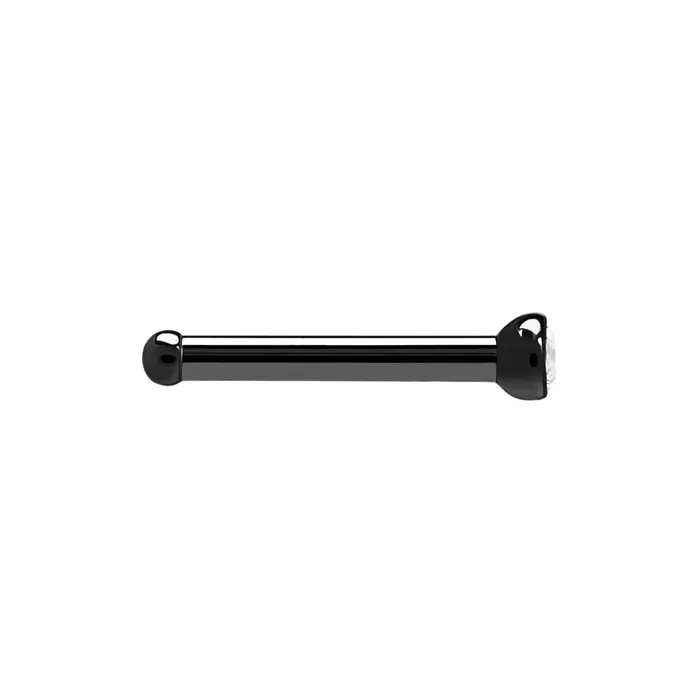 Painful Pleasures Tilum 18g Nostril Screw PVD Black Titanium w Martini BezelSet Jewel Price Per 1 Anal