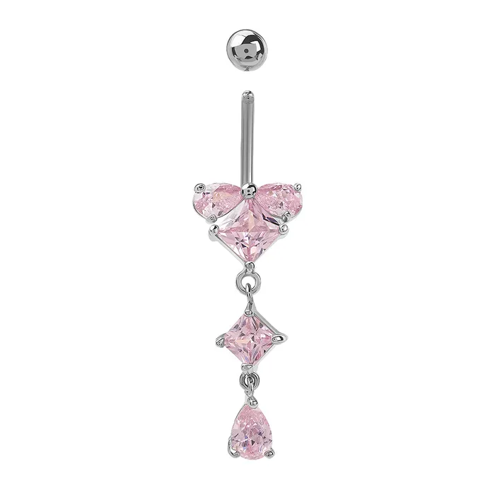 Painful Pleasures Vibrators 14g 38 Pink Prism Edge Dangle Belly Button Ring