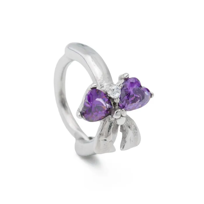 Painful Pleasures Vibrators 14g 38 Purple Jeweled Dual Heart Bow Steel Clicker Price Per 1 Painful Pleasures Vibrators 14g 38 Purple Jeweled Dual Heart Bow Steel Clicker Price Per 1