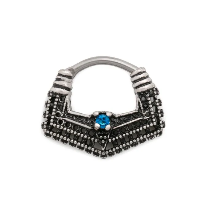 Painful Pleasures Vibrators 16g Egyptian Blue Jewel Wing Septum Clicker