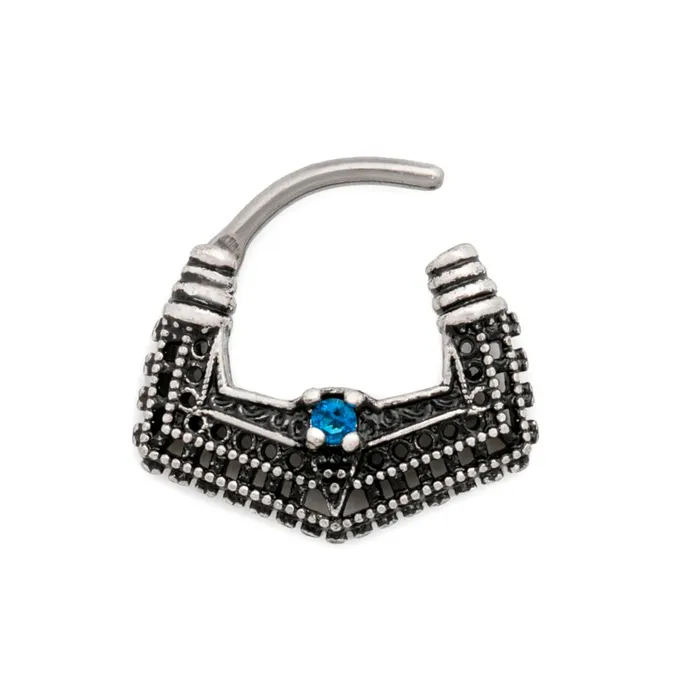 Painful Pleasures Vibrators 16g Egyptian Blue Jewel Wing Septum Clicker