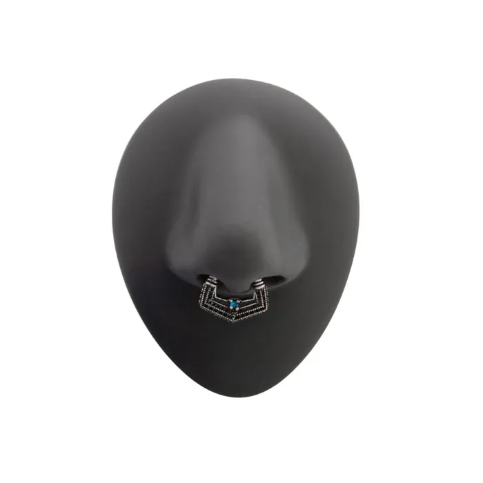 Painful Pleasures Vibrators 16g Egyptian Blue Jewel Wing Septum Clicker