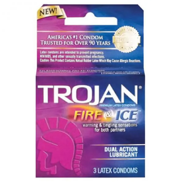 Paradise Marketing Vibrators Trojan Fire Ice Lubricated Latex Condoms