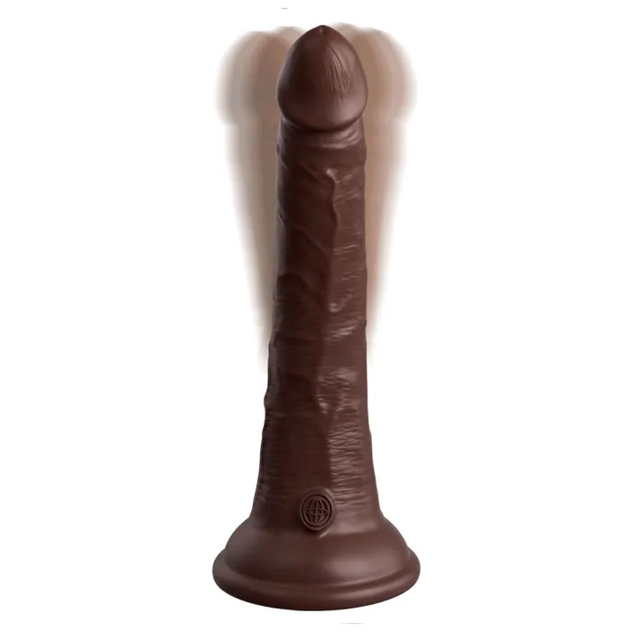 Pipedream Products King Cock Elite 7 Vibrating Silicone Dual Density Dildo Chocolate Female Sex Toys