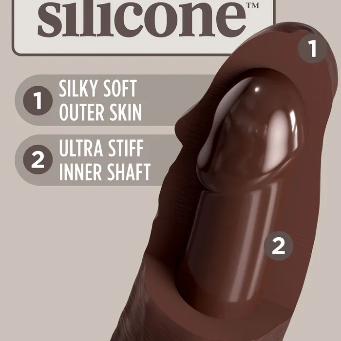 Pipedream Products King Cock Elite 7 Vibrating Silicone Dual Density Dildo Chocolate Female Sex Toys