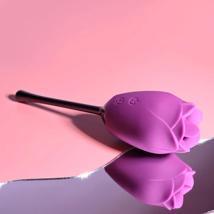 Playboy Petal Flicking Tongue Double Ended Rose with Vibrating Stem Evolved Novelties Female Sex Toys