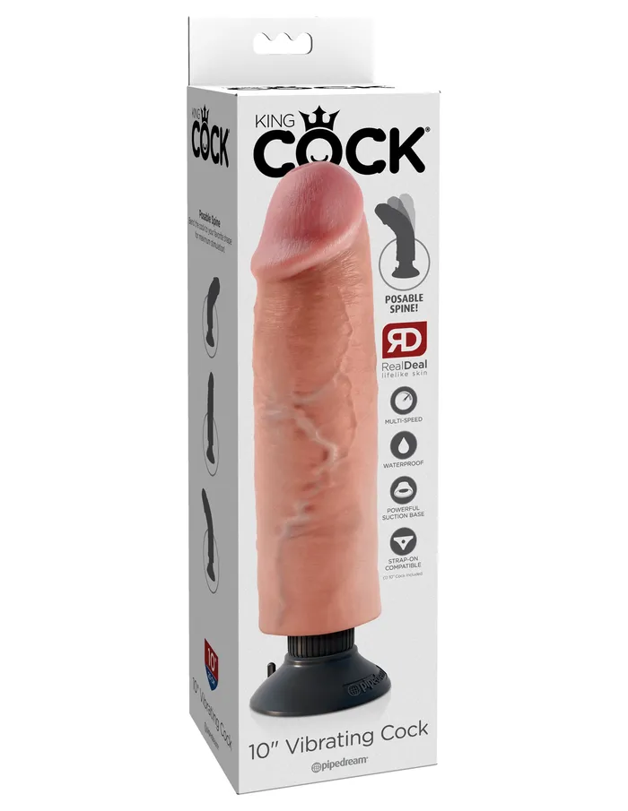Pleasher Spot Dildos King Cock 10 inch Vibrating Cock