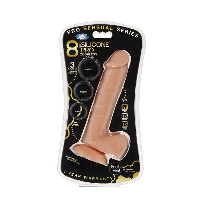 PRO SENSUAL PREMIUM 8 SILICONE DONG W 3 CRINGS Cloud 9 Novelties Female Sex Toys