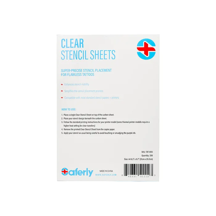Saferly Clear Tattoo Stencil Insert 812 x 11 200 Sheets Saferly Dildos