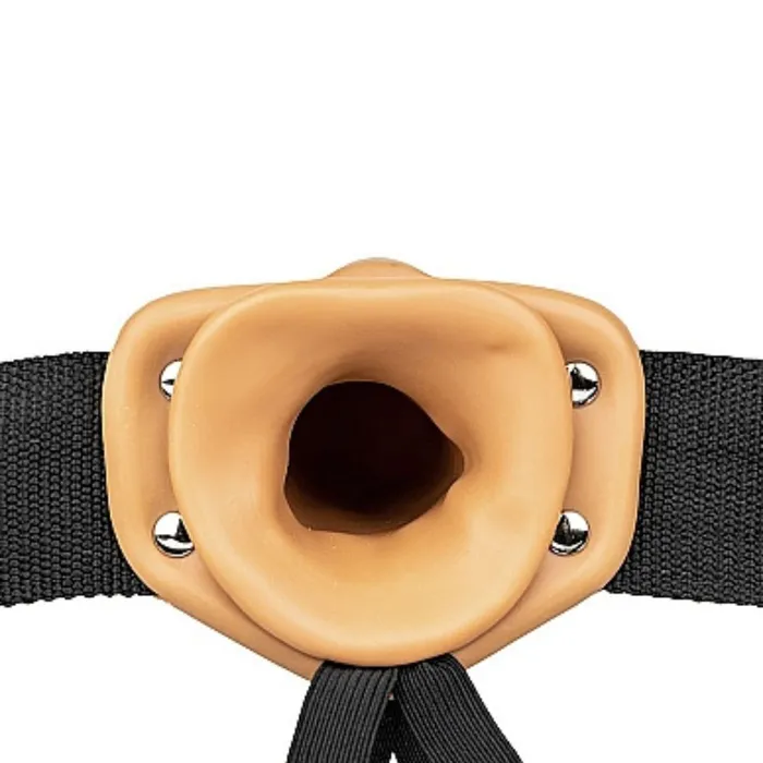Shots Realrock Vibrating 6 Inch Hollow Dildo Strapon Harness Caramel Female Sex Toys