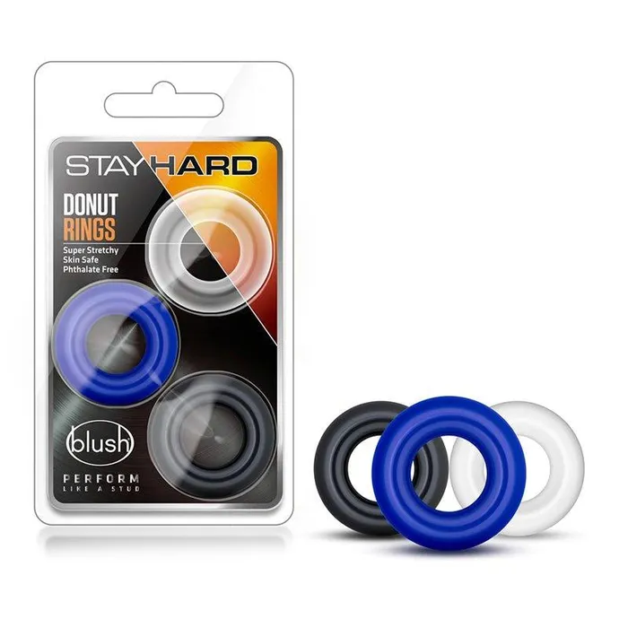 Stay Hard Donut Rings 3Piece Cockring Set Assorted Colors Blush Novelties Male Sex Toys Stay Hard Donut Rings 3Piece Cockring Set Assorted Colors Blush Novelties Male Sex Toys