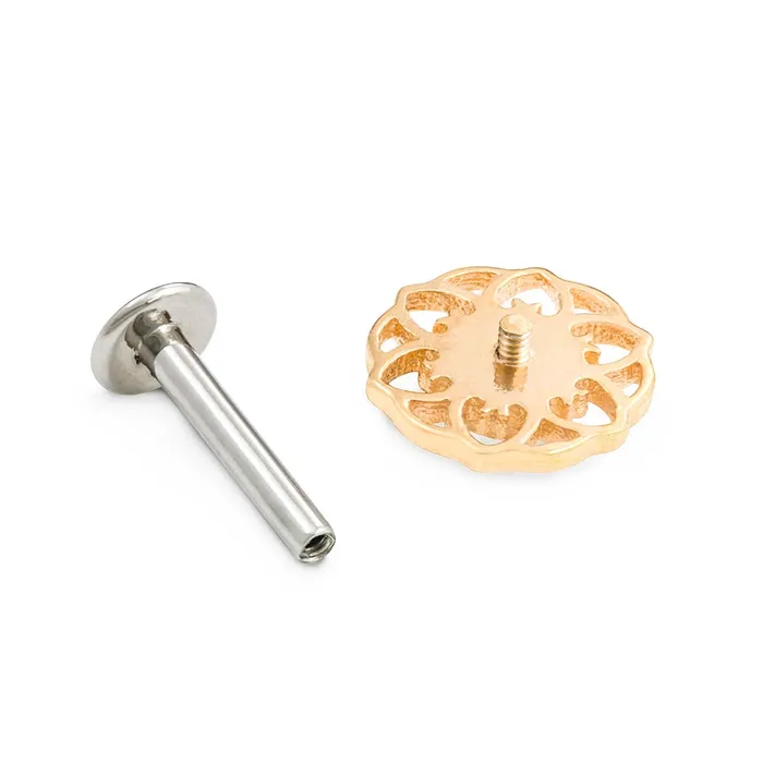 Tilum 18g16g Internally Threaded Yellow Gold Hellebore Top White Opal Center Price Per 1 Tilum Vibrators