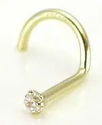 Tilum 20g Yellow Gold Crystal Jewel Nose Screw Left Bend Tilum Anal