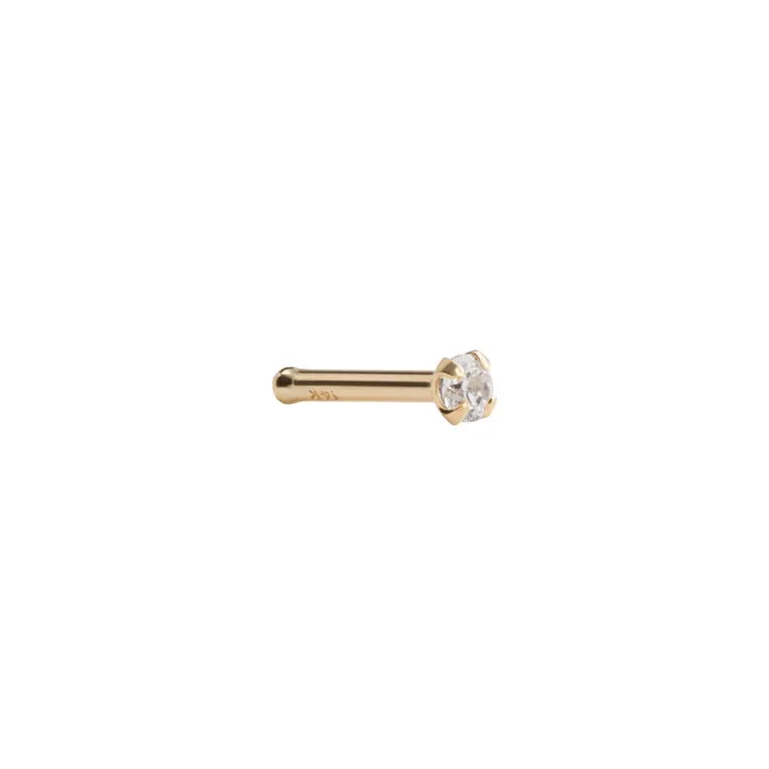 Tilum Anal Tilum 14kt Yellow Gold 18g 2mm ProngSet Nose Bone Price Per 1