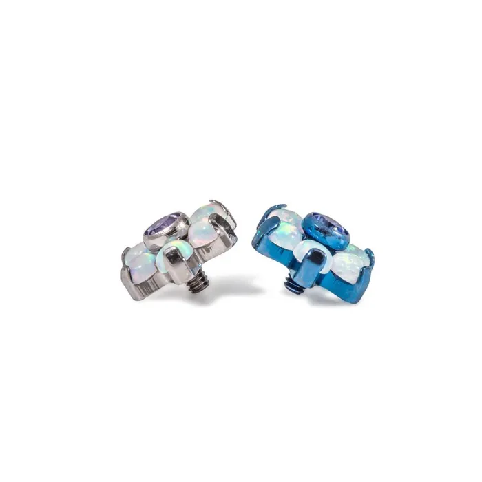 Tilum Male Sex Toys Tilum 14g12g Internally Threaded Titanium Flower Top with White Opal Petals Choose Center Jewel Color Price Per 1