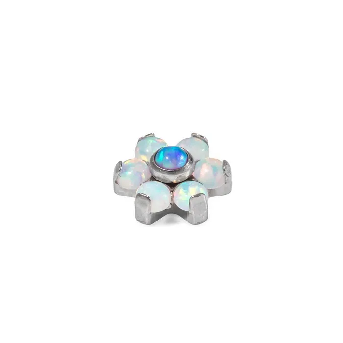 Tilum Male Sex Toys Tilum 14g12g Internally Threaded Titanium Opal Flower Top with White Opal Petals Choose Center Opal Color Price Per 1