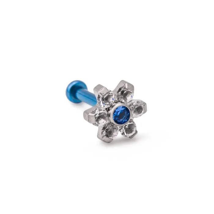 Tilum Male Sex Toys Tilum 18g16g Internally Threaded Titanium Jewel Flower Top with Jewel Center Choose Jewel Color Price Per 1