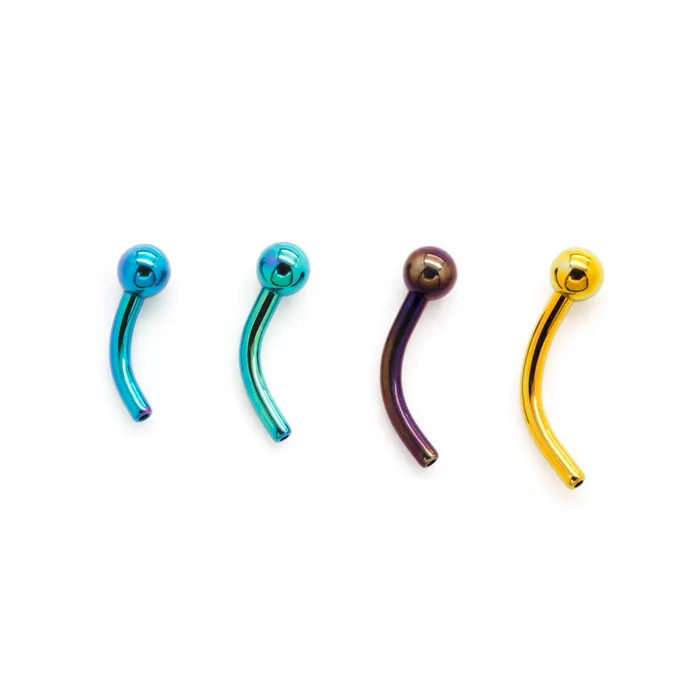 Tilum Male Sex Toys Tilum 18g Titanium Threadless Bent Barbell with 25mm Fixed Ball Price Per 1