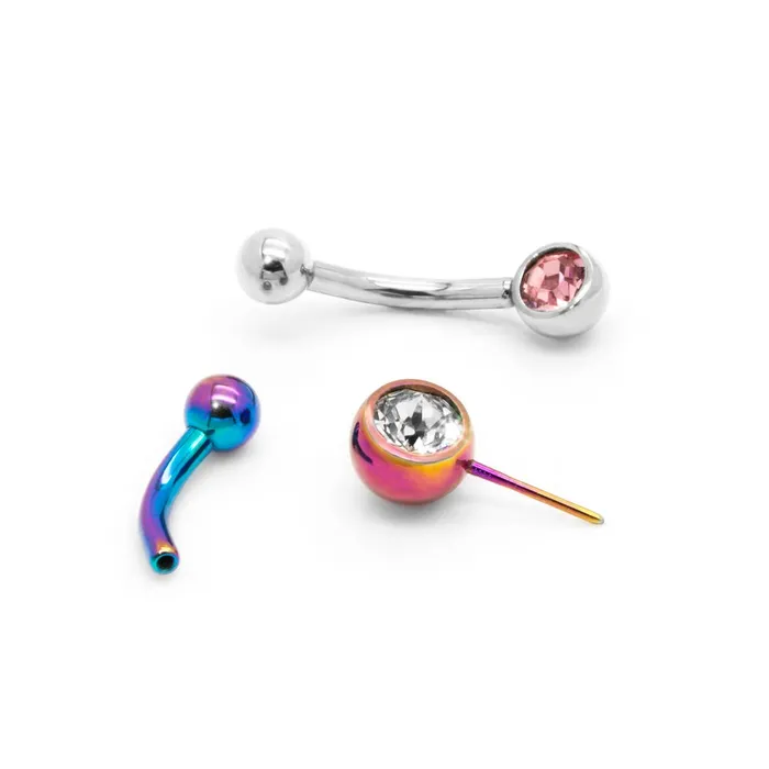Tilum Male Sex Toys Tilum 18g Titanium Threadless Bent Barbell with 25mm Fixed Ball Price Per 1