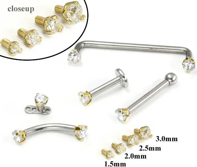 Tilum Vibrators Tilum 14g12g Internally Threaded Yellow Gold Jewel Top Price Per 1