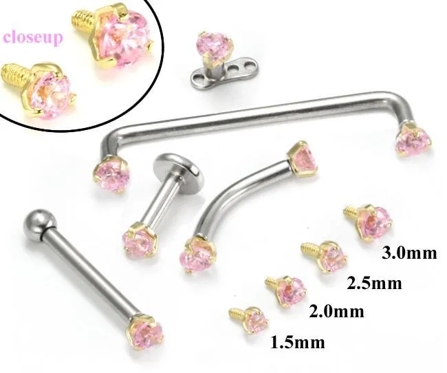 Tilum Vibrators Tilum 14g12g Internally Threaded Yellow Gold Pink Jewel Top Price Per 1