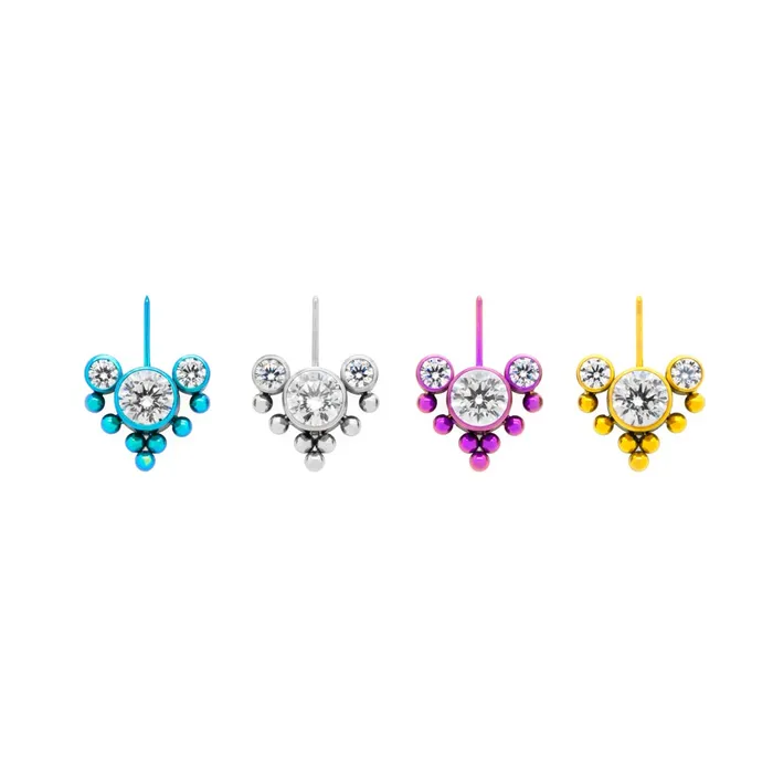 Tilum Vibrators Tilum Threadless Triple Jeweled Navi Titanium Top Price Per 1