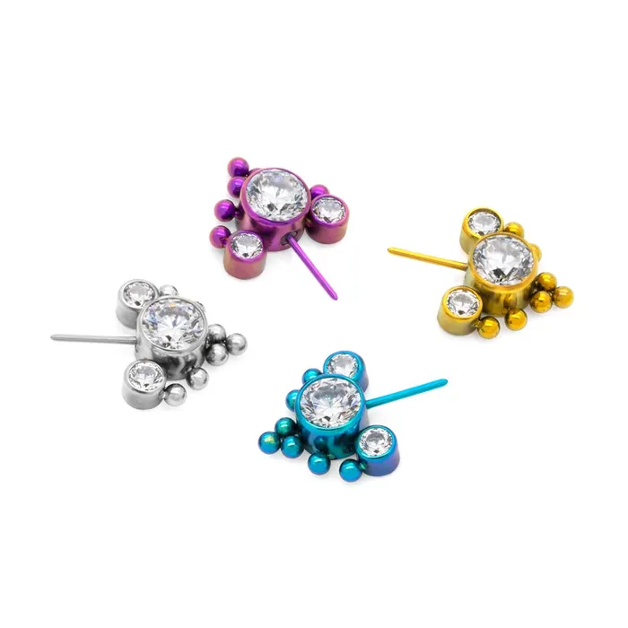 Tilum Vibrators Tilum Threadless Triple Jeweled Navi Titanium Top Price Per 1