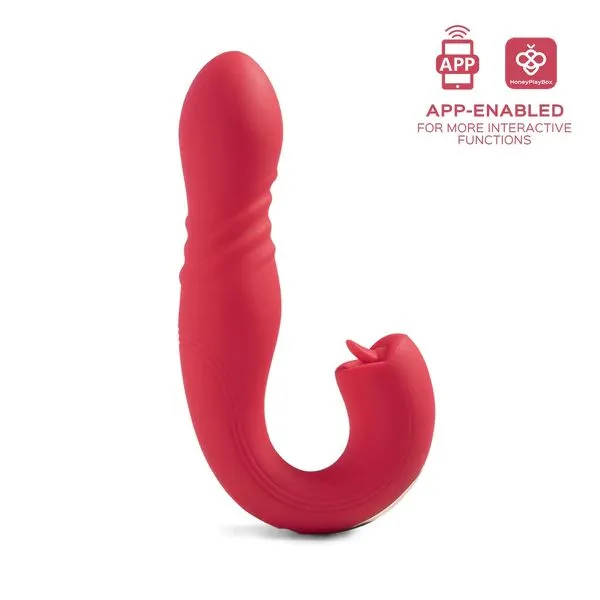 Vibrators Honey Play Box Joi App Controlled Thrusting Vibrator With Tongue Red