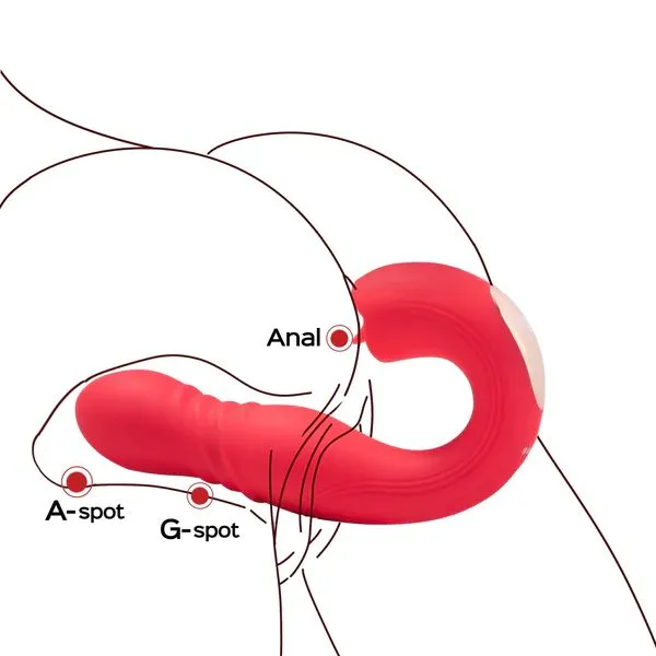 Vibrators Honey Play Box Joi App Controlled Thrusting Vibrator With Tongue Red