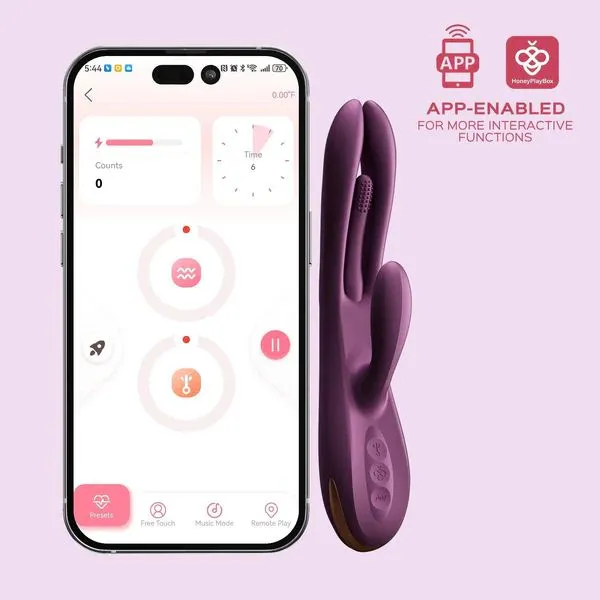 Vibrators Honey Play Box Terri AppControlled Kinky Finger Tapping Rabbit Vibrator Purple