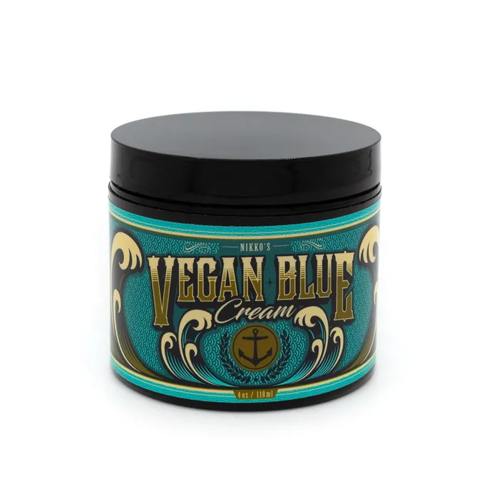 Vibrators Nikkos Vegan Blue Cream 4oz Jars Case of 24 Anchored Products Inc